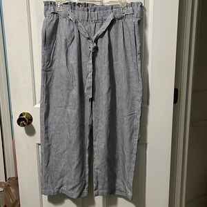 DASH Cropped High Waisted Tie Striped Pants Size M